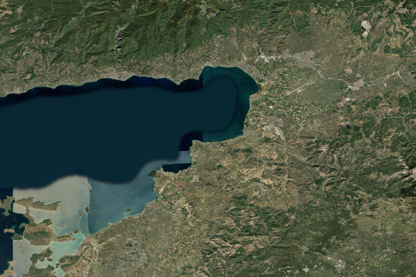 Edremit Körfezi uydu görünümü üzerinde İda hizmet ağı